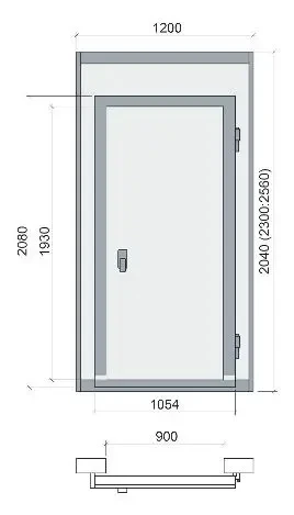 Дверной блок с распашной дверью Polair 2300х1200х100 (св.пр.1930х900)